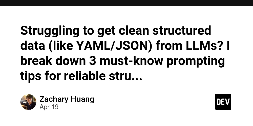 Struggling to get clean structured data (like YAML/JSON) from LLMs? I break down 3 must-know prompting tips for reliable structured output in this article: https://dev.to/zachary62/structured-output-for-beginners-3-must-know-prompting-tips-8cc