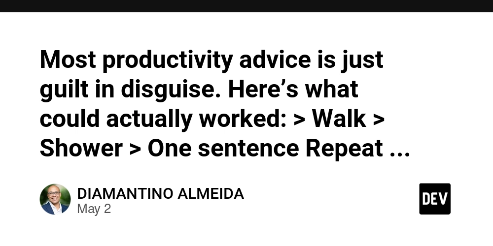 Most productivity advice is just guilt in disguise. Here’s what could actually worked: > Walk > Shower > One sentence Repeat daily. No pressure. No apps. You don’t need a new version of yours. You need a rhythm that lets the real you show up.