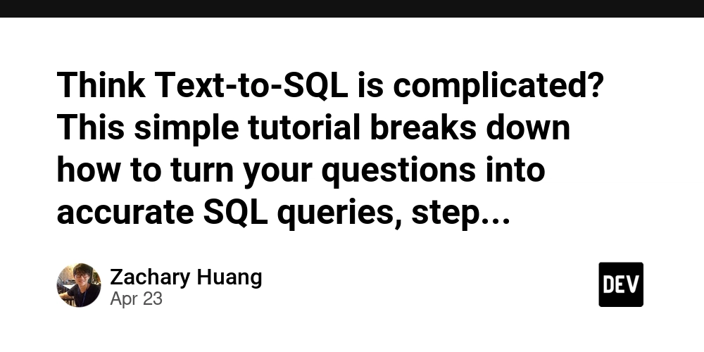 Think Text-to-SQL is complicated? This simple tutorial breaks down how to turn your questions into accurate SQL queries, step-by-step: https://dev.to/zachary62/text-to-sql-from-scratch-tutorial-for-dummies-using-pocketflow-1obd