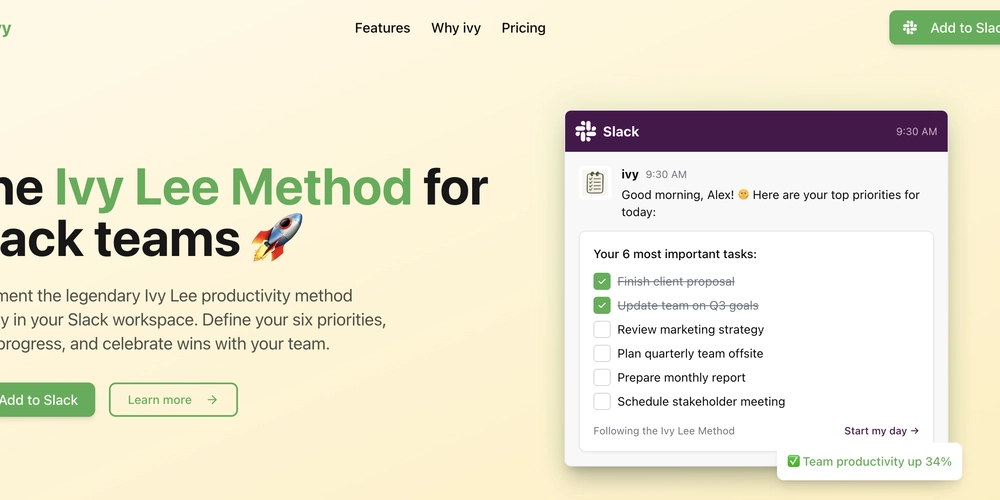 Introducing ivy: Bring the Legendary Ivy Lee Method to Your Slack Workspace