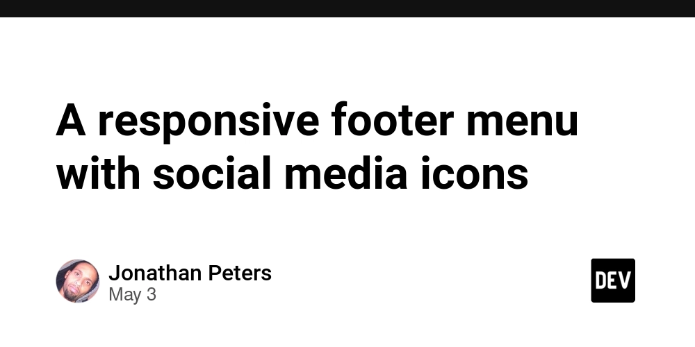 A responsive footer menu with social media icons