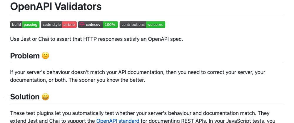 Cover image for Ensuring your OpenAPI (Swagger) Specification is never outdated through testing with Chai or Jest