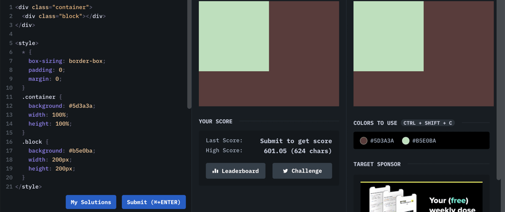 Cover image for CSSBattle | #1 Simply Square