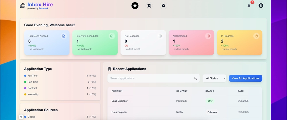Cover image for InboxHire – AI-Powered Job Application Tracker Using Emails + Postmark