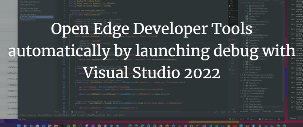 Cover image for Open Edge Developer Tools automatically by launching debug with Visual Studio 2022