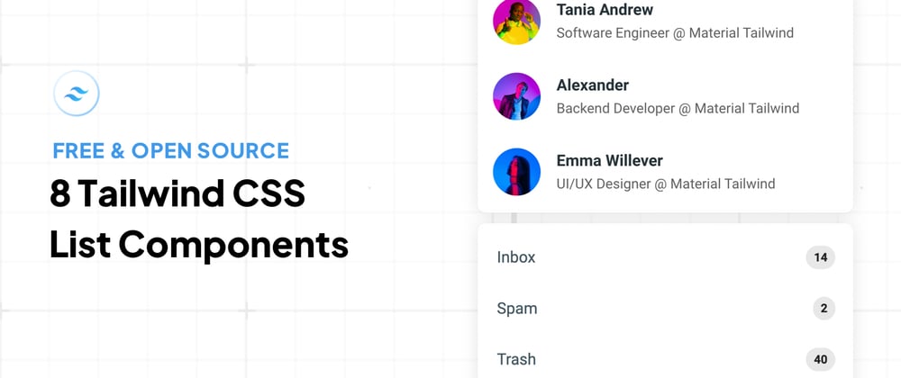 Cover image for 8 Tailwind CSS List Components [Free & Open-Source]