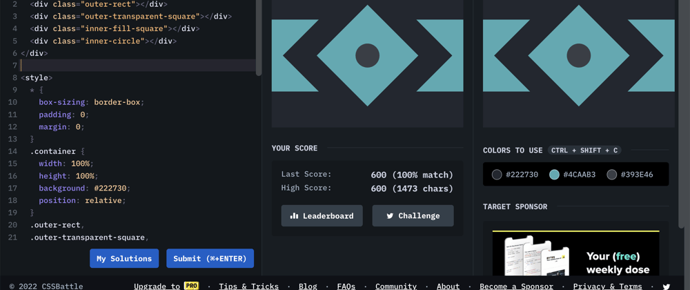 Cover image for CSSBattle | #9 Tesseract