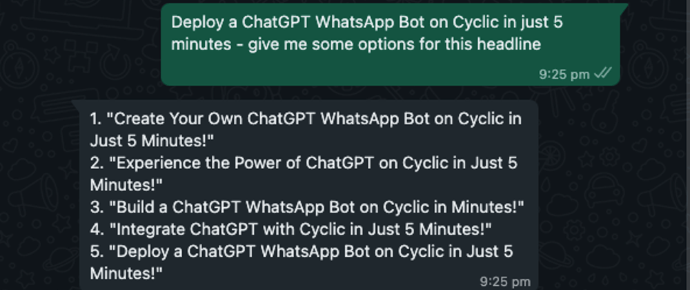 Cover image for Create a ChatGPT WhatsApp Bot on Cyclic in Just 5 minutes