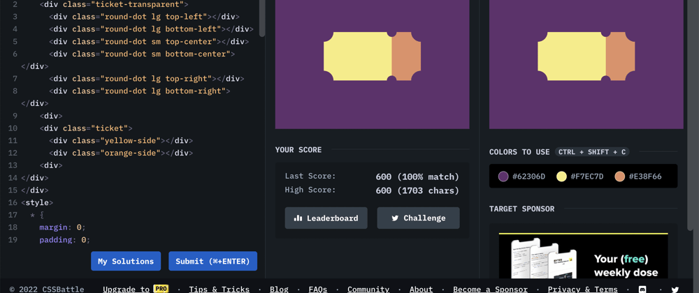 Cover image for CSSBattle | #20 Ticket