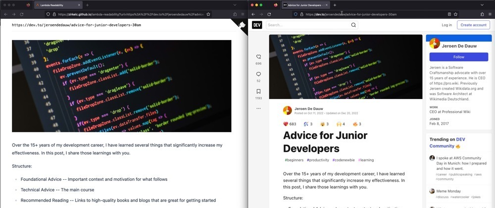 Cover image for Running on Lambda: Serverless Reader View with Chrome and Readability