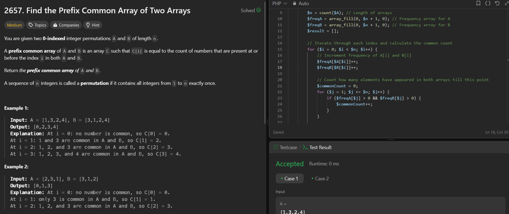 Cover image for 2657. Find the Prefix Common Array of Two Arrays