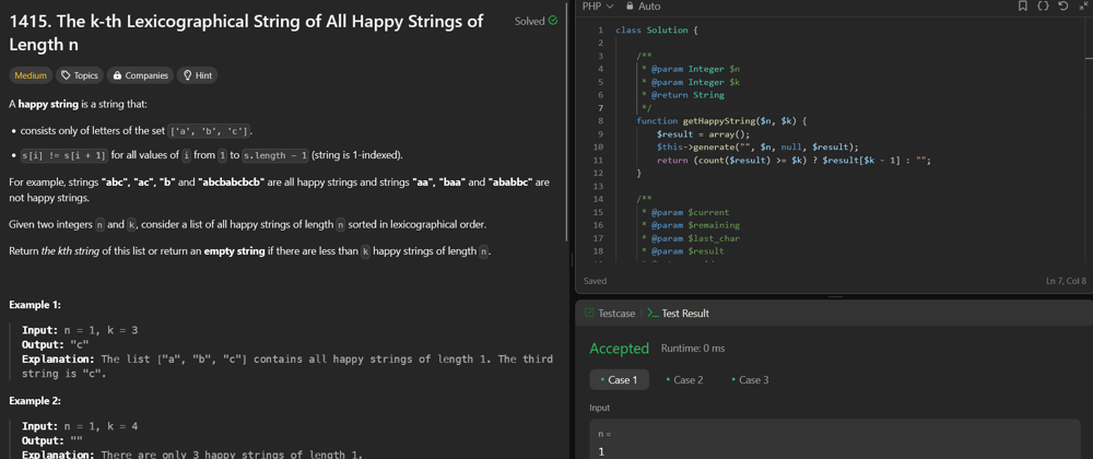 Cover image for 1415. The k-th Lexicographical String of All Happy Strings of Length n