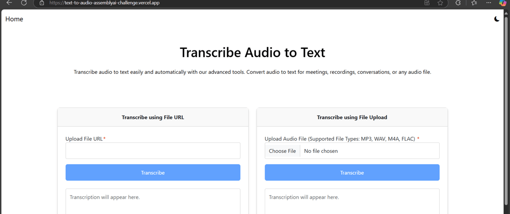 Audio to Text Application using AssemblyAi