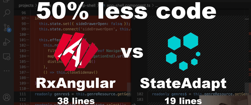 Cover image for 50% less code: RxAngular vs StateAdapt 2. Angular Movies 1. App Shell