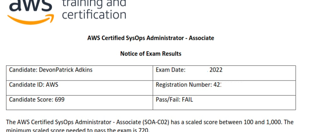 Cover image for I failed my AWS exam, but I gave it my best shot. Tips for Exam Retakes.