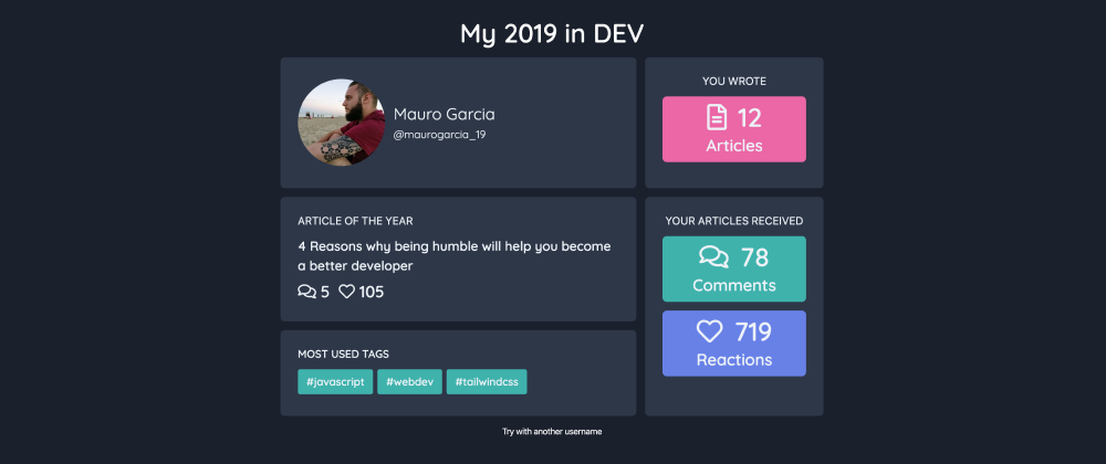 Cover image for My 2019 in DEV - Check your stats! 