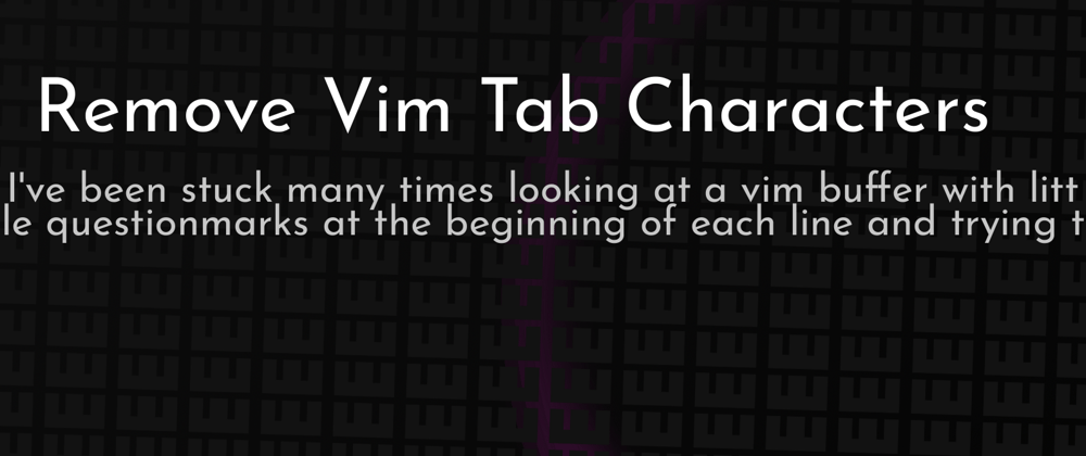 Cover image for Remove Vim Tab Characters