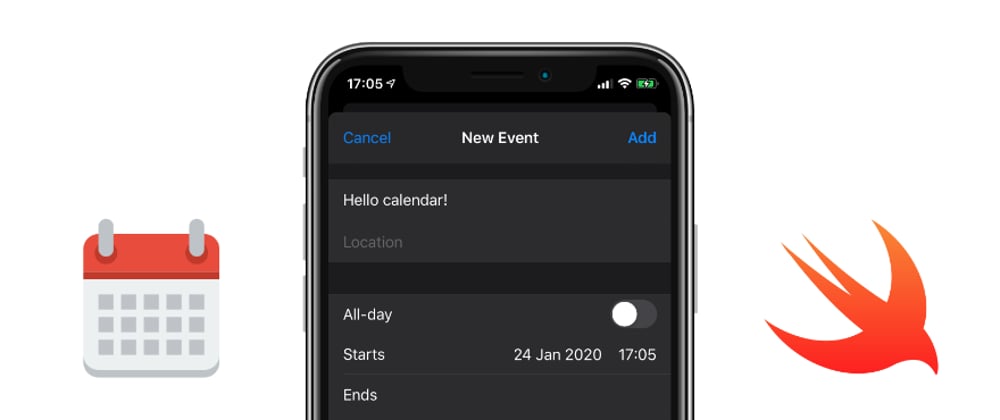 Cover image for How to use EKEventEditViewController in Swift to let user save event to iOS calendar