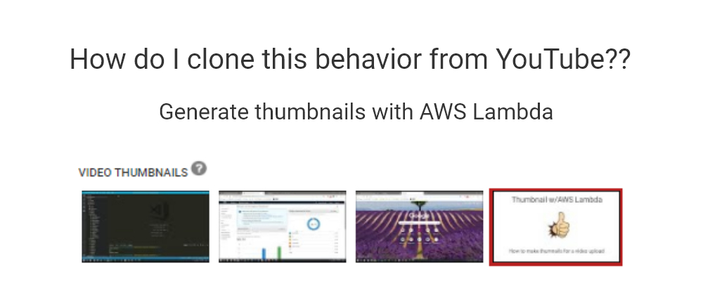 Cover image for How do I create thumbnails when I upload a video? aws lambda!