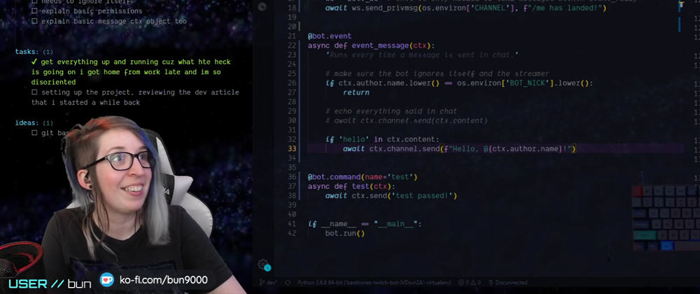 Cover image for Twitch Bot 101 (Python) [Live Coding Recap]