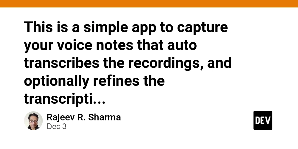 This is a simple app to capture your voice notes that auto transcribes the recordings, and optionally refines the transcriptions, using AI. This is a detailed guide on how to use Cloudflare Workers AI, along with other services to build this app.