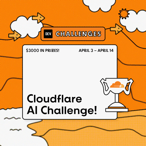 Promotional material advertising the Cloudflare AI Challenge