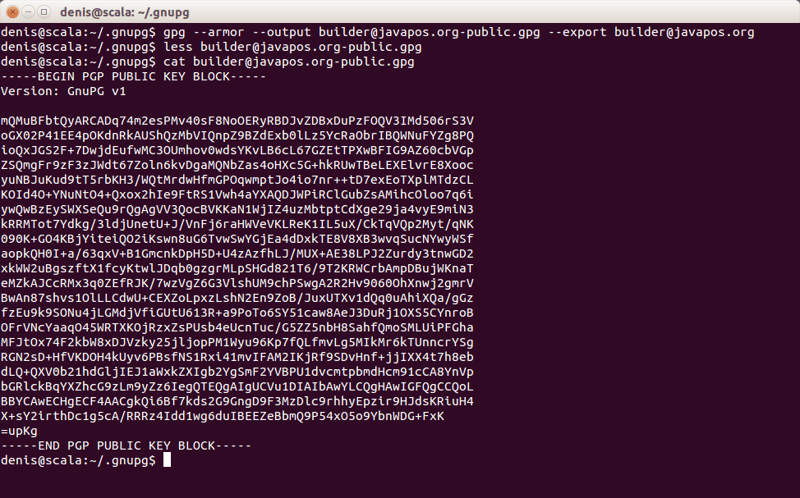 Exporting public key using gpg