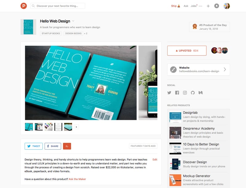 Hello Web Design on Product Hunt