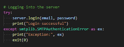 simple script to send emails in python - login to mail<br>
server