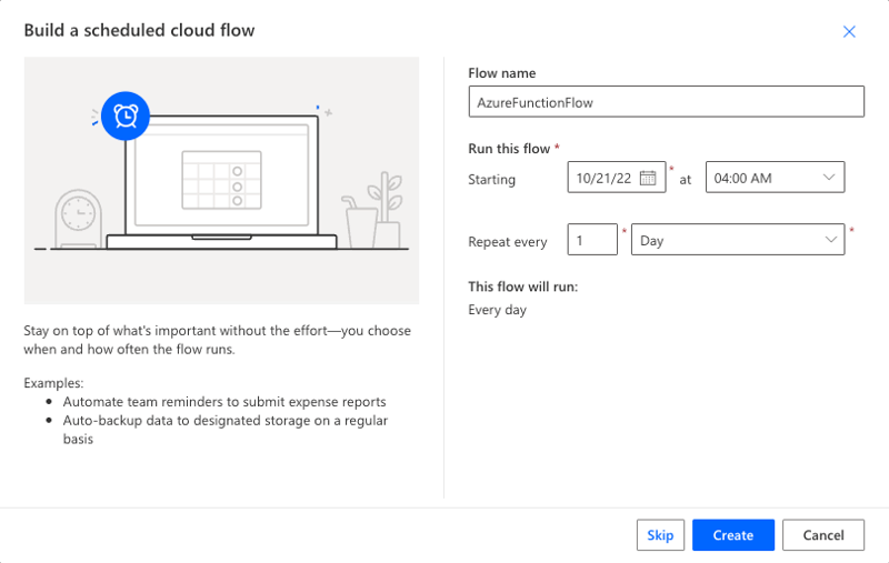 Building a flow based on a schedule