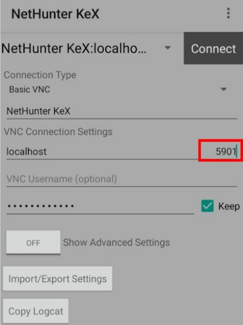 NetHunter KeX GUI interface with terminal and file manager open.