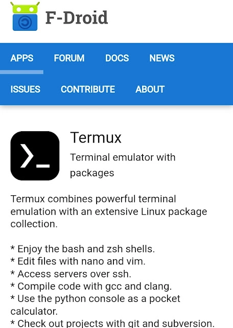 Image showing Termux downloading page on F-droid