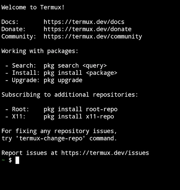 Termux Welcome Screen