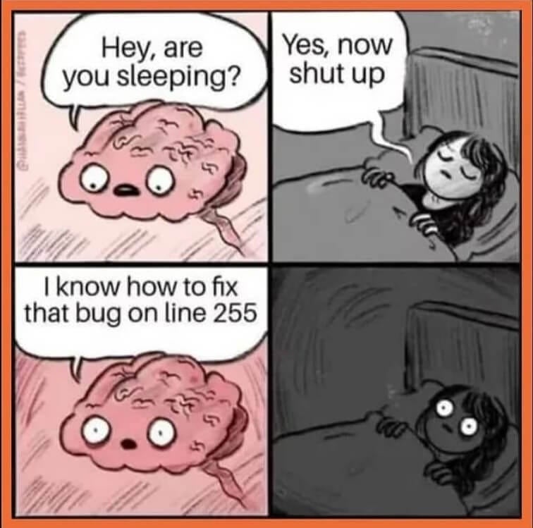 Thinking about bugs in code while sleeping