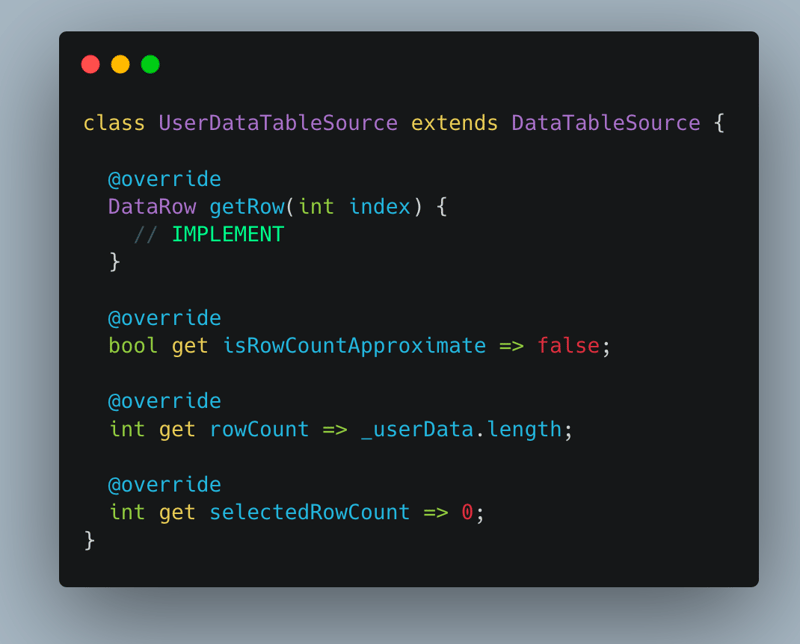 Flutter Web and PaginatedDataTable..