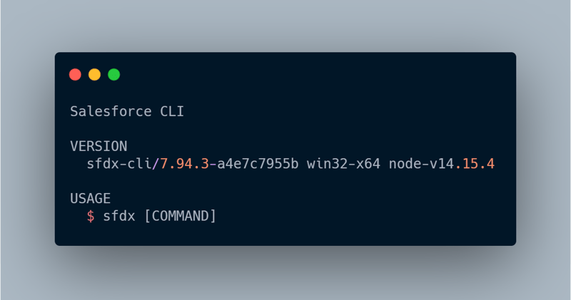 Image showing output for sfdx command