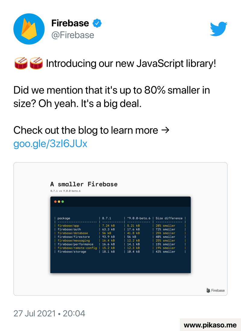 Firebase Twitter announcement