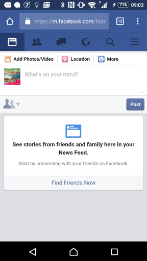 No news in Facebook news feed