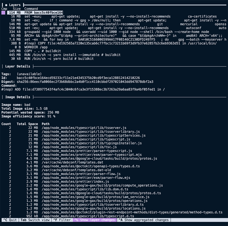 dive example UI left side