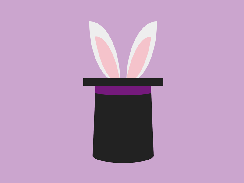 Really simple illustration of a top hat with bunny ears poking out