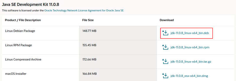 Oracle JDK 11 Download Page