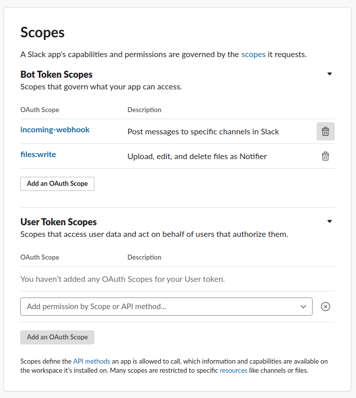 Slack Scopes