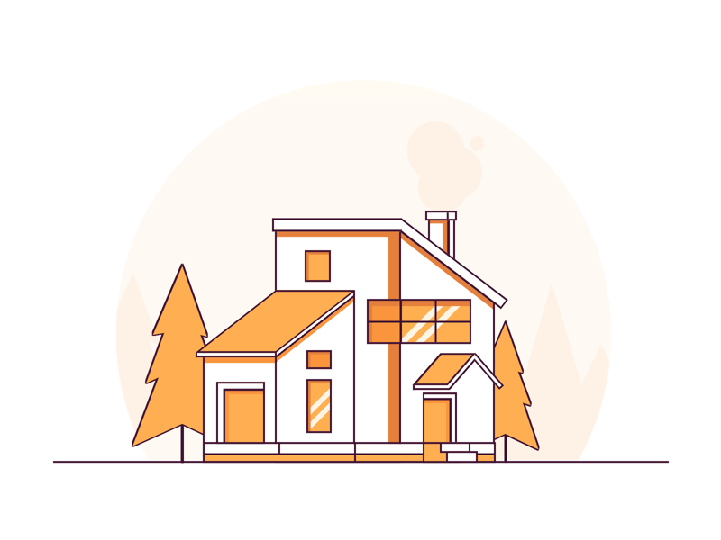 Minimalistic drawing of a house using lines