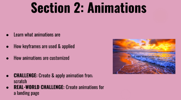 Overview of animations section