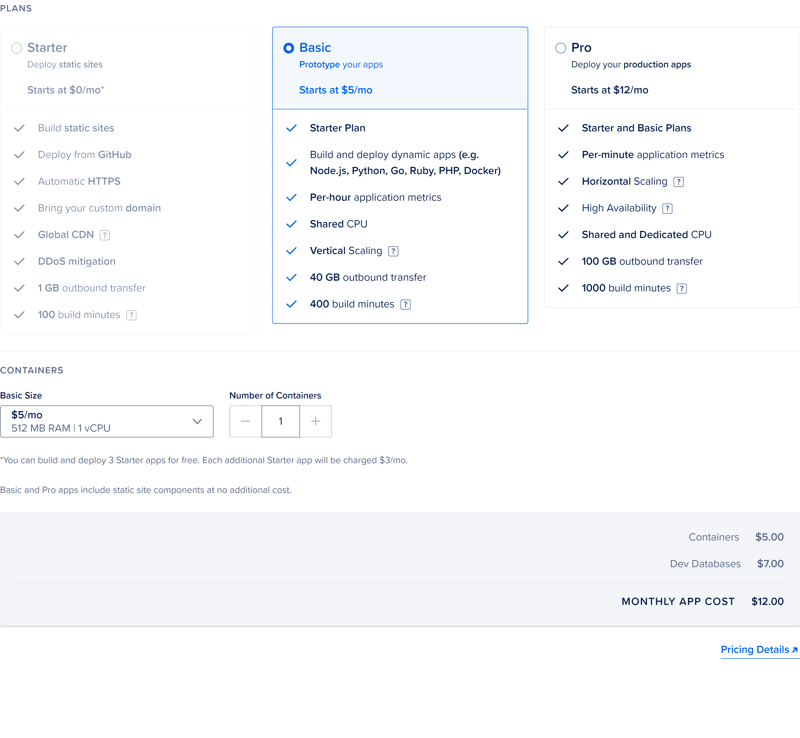 Choose pricing plan