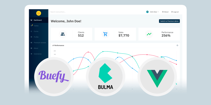 Bulma Vue.js admin dashboard