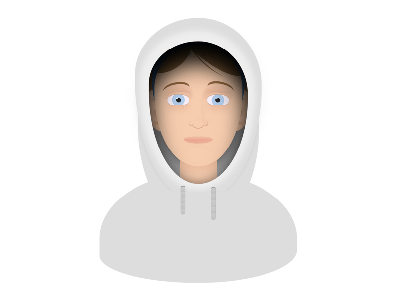 Cartoon of a person wearing a hoodie