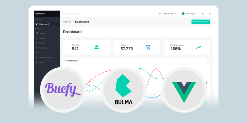 Bulma Vue.js admin dashboard