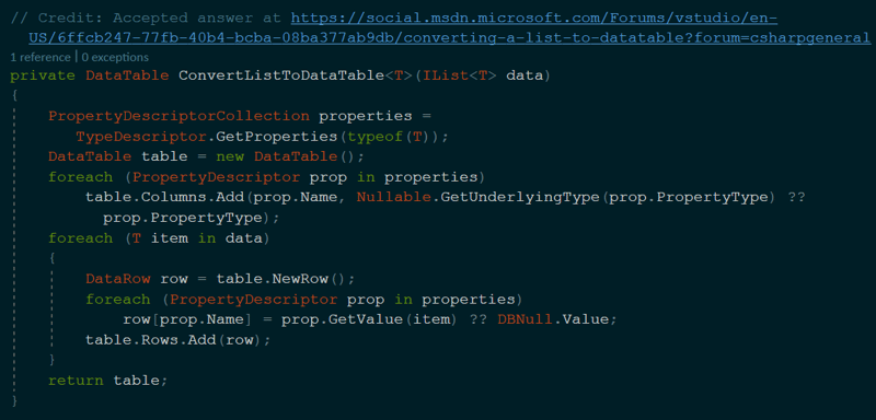 List to Data Table