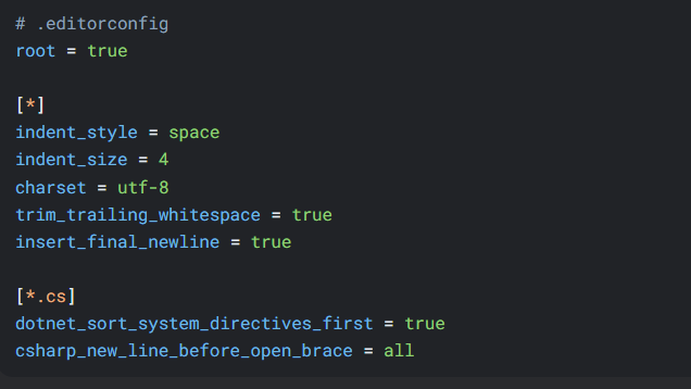 Add an .editorconfig file to your solution right from the start! 